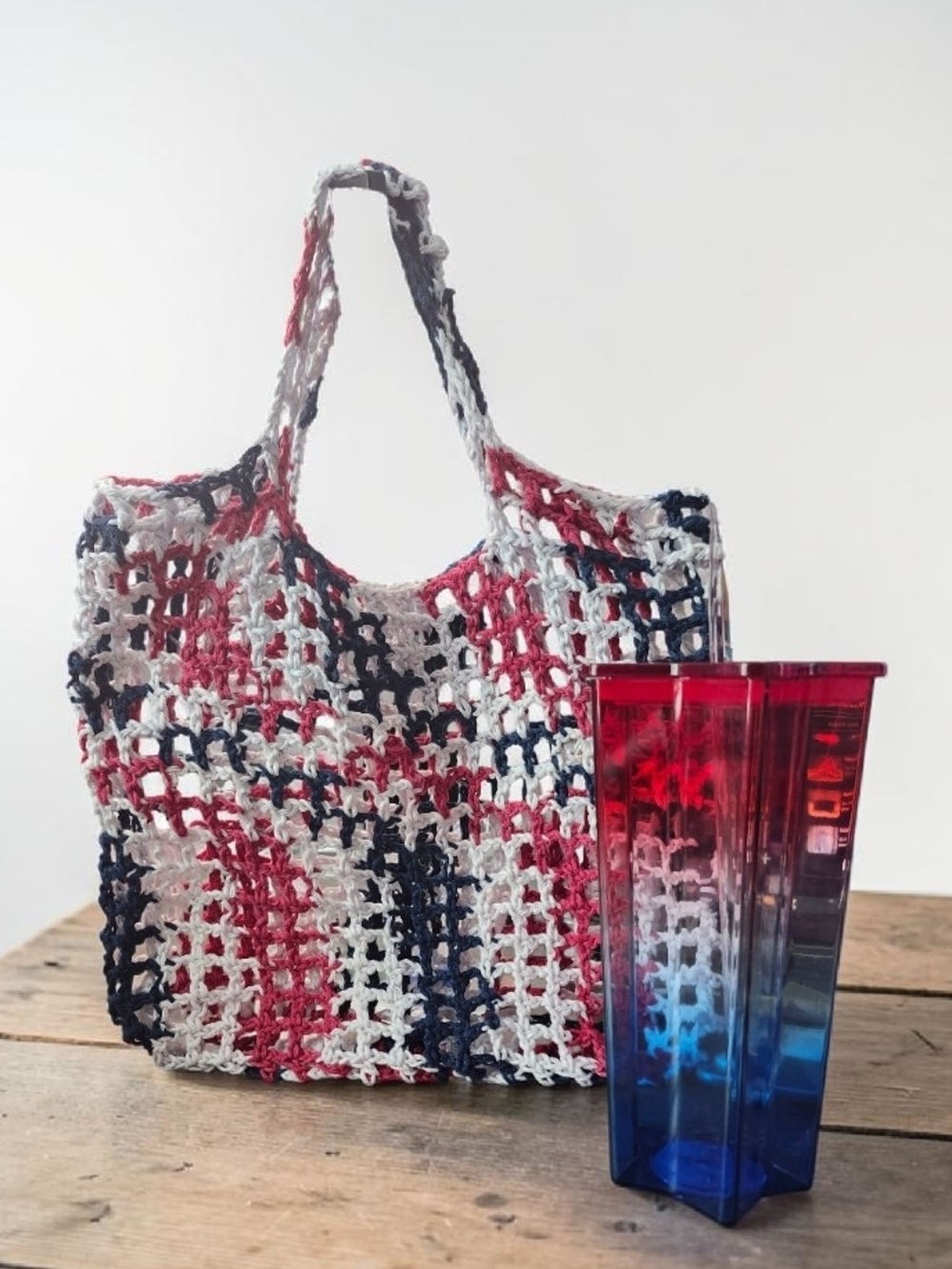 Crochet Patroitic Market Bag  and Star Tumbler New